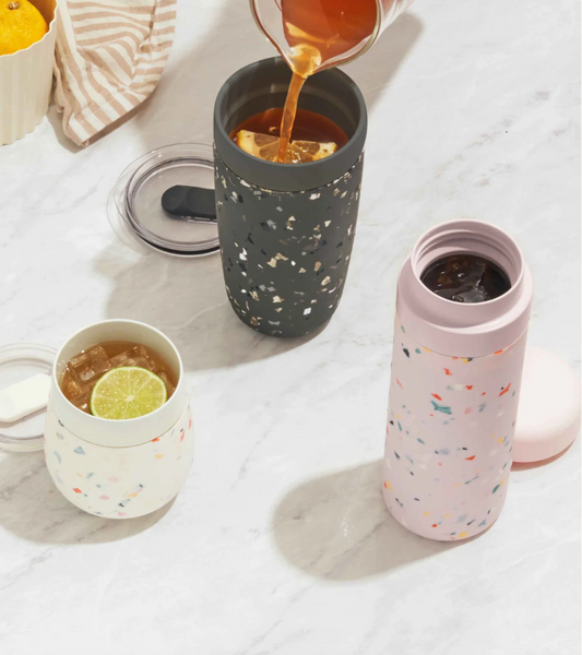 Insulated Ceramic Stainless Steel Coffee & Drink Tumbler: Terrazzo Charcoal