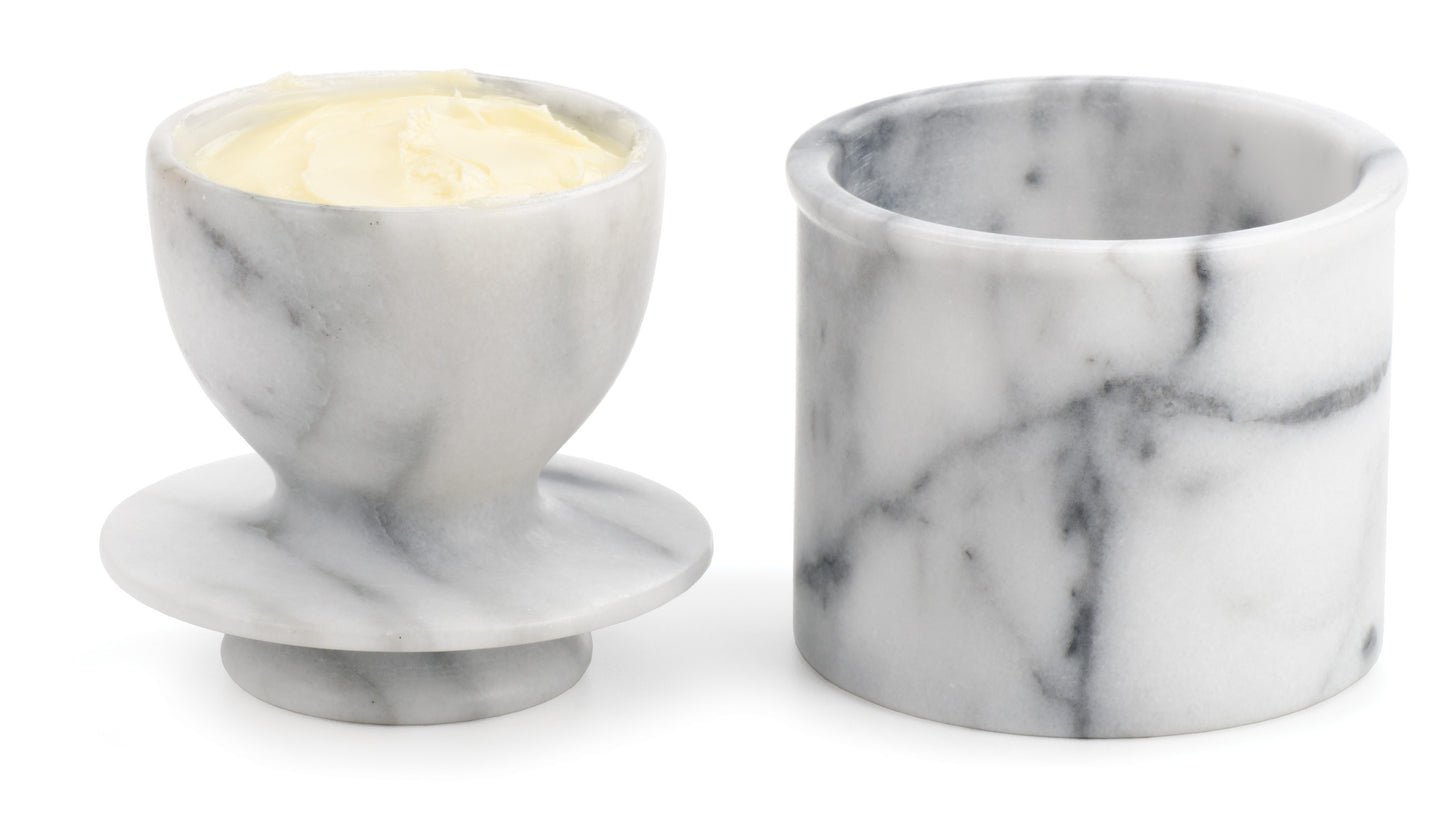 White Marble Butter Pot